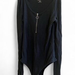 Hollister Black Asymmetrical Fitted Bodysuit